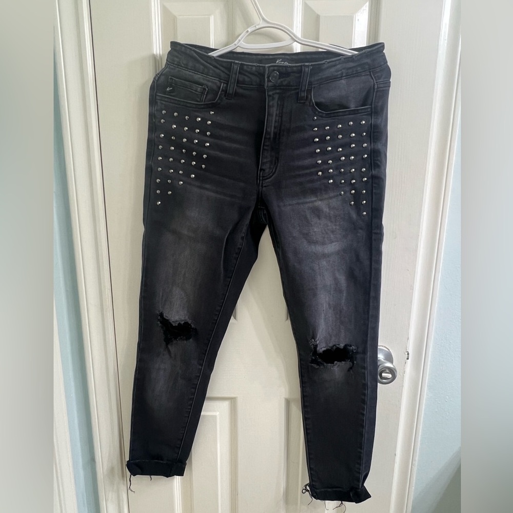 Black distressed denim
